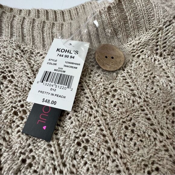 HeartSoul Y2K Knitted Crocheted Cap Sleeve Sand Color Button Sweater Dress SZ S - Picture 11 of 13